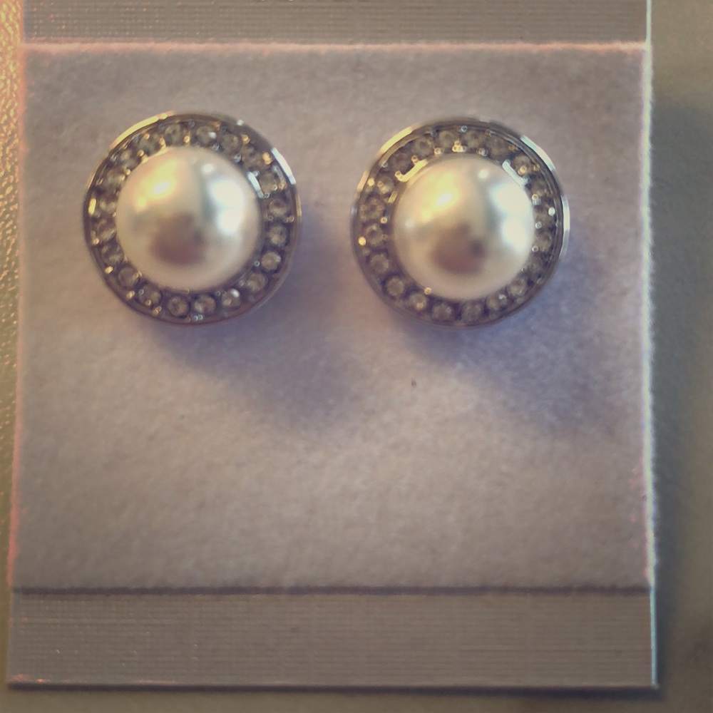 Pearl and rhinestone earrings